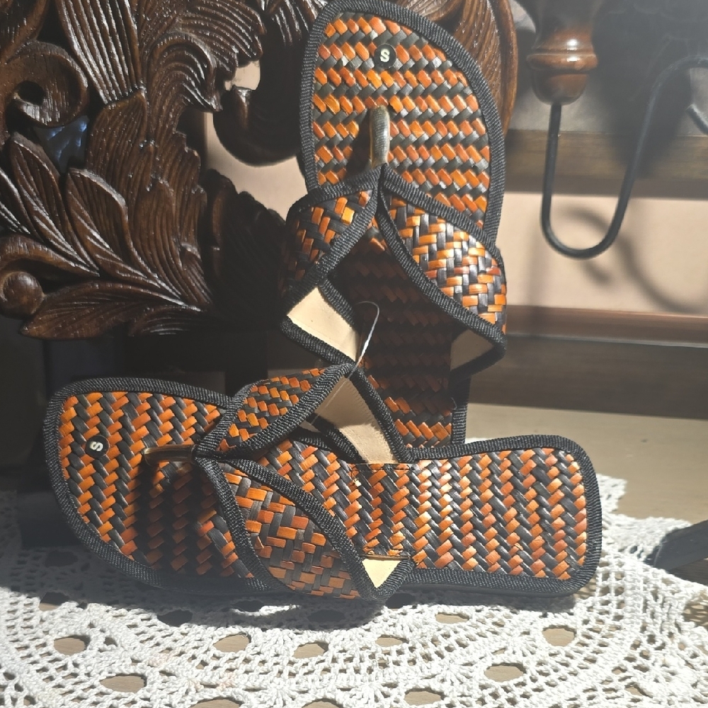 Boho Woven Sandals - Black and Brown